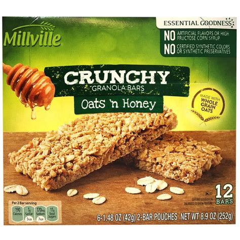For one granola bite (12 in recipe) 190 calories, 8. . Millville granola bars